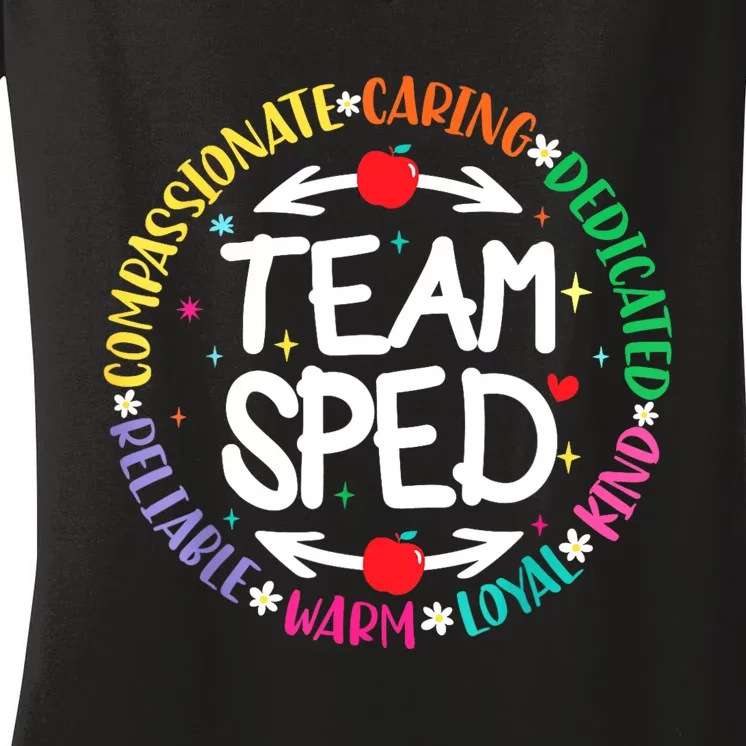 Team Sped Special Teacher Specialist School Caretaker Staff Women's V-Neck T-Shirt