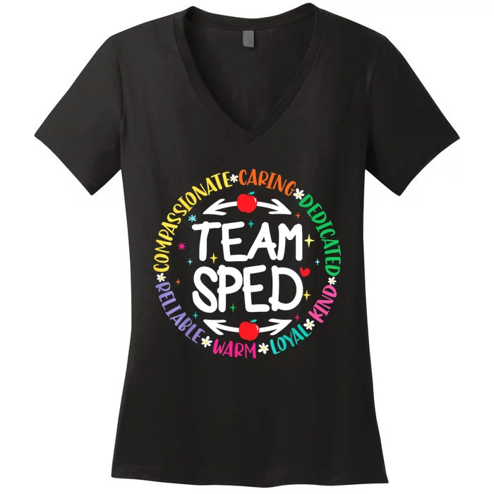 Team Sped Special Teacher Specialist School Caretaker Staff Women's V-Neck T-Shirt