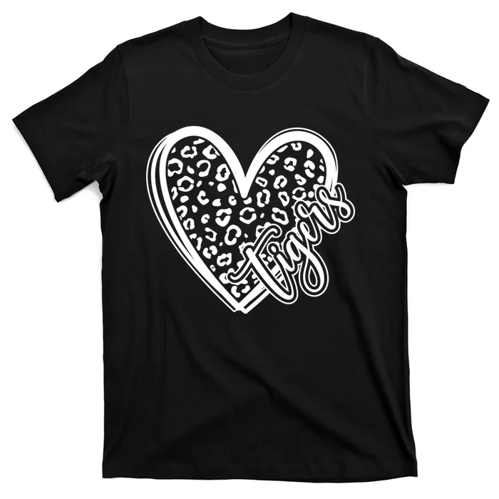 Tigers School Sports Fan Team Spirit Mascot Cute Heart Gift T-Shirt