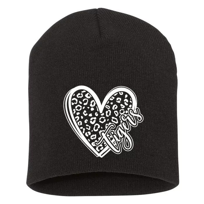 Tigers School Sports Fan Team Spirit Mascot Cute Heart Gift Short Acrylic Beanie