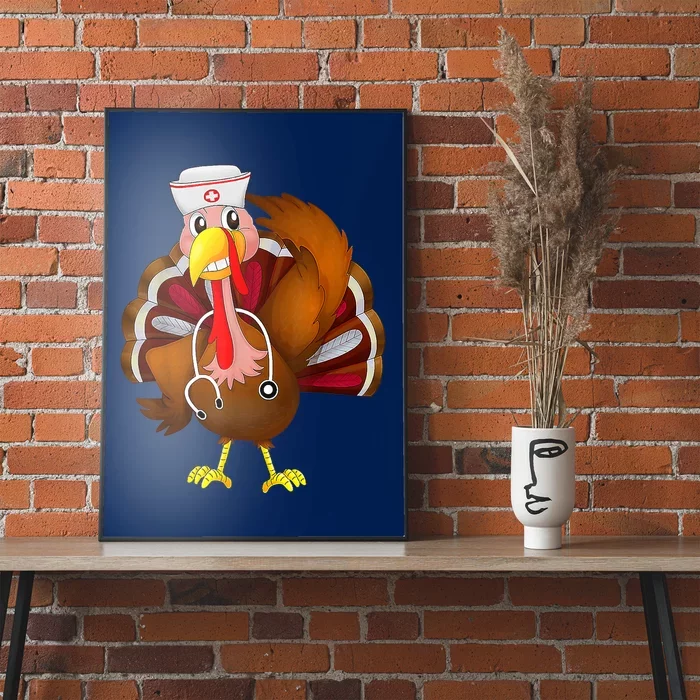 Thanksgiving Scrub Tops Wo Turkey Nurse Holiday Nursing Poster