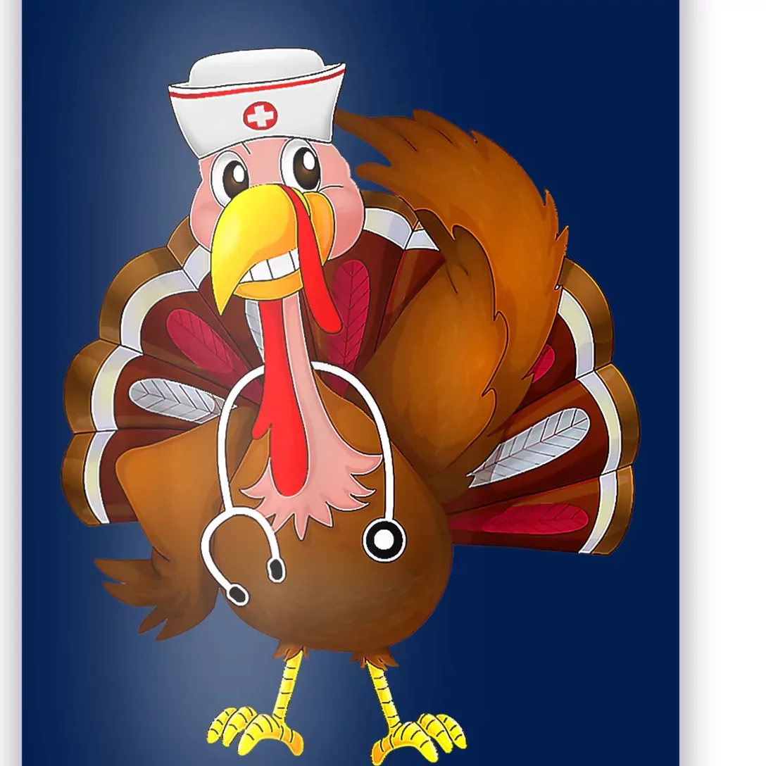 Thanksgiving Scrub Tops Wo Turkey Nurse Holiday Nursing Poster