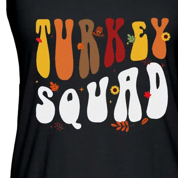 Turkey Squad Team Matching Funny Thanksgiving Turkey Ladies Essential Flowy Tank