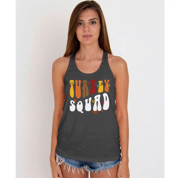 Turkey Squad Team Matching Funny Thanksgiving Turkey Women's Knotted Racerback Tank