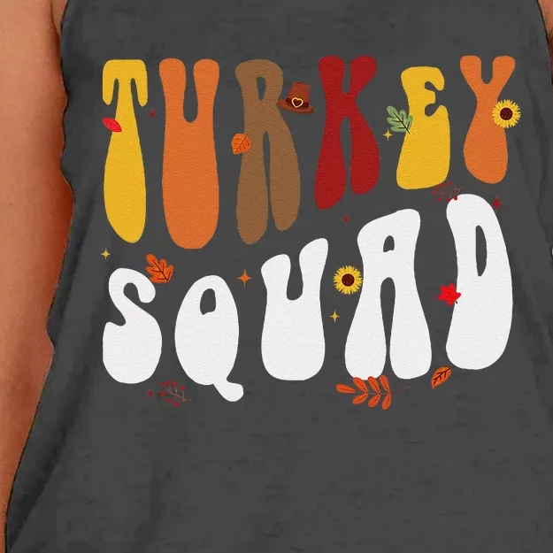 Turkey Squad Team Matching Funny Thanksgiving Turkey Women's Knotted Racerback Tank