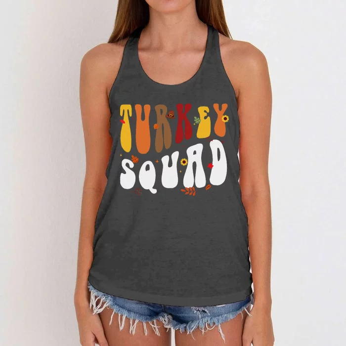 Turkey Squad Team Matching Funny Thanksgiving Turkey Women's Knotted Racerback Tank