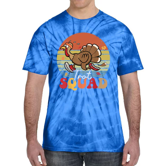 Trot Squad Turkey Autumn Fall Yall Thanksgiving Groovy Retro Funny Gift Tie-Dye T-Shirt