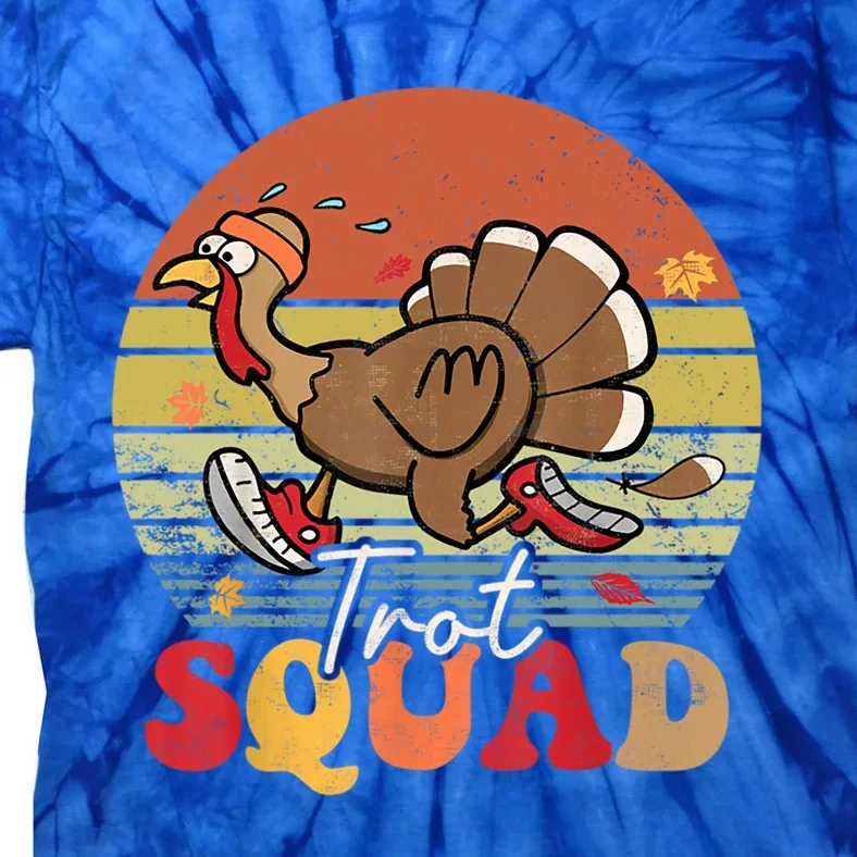 Trot Squad Turkey Autumn Fall Yall Thanksgiving Groovy Retro Funny Gift Tie-Dye T-Shirt