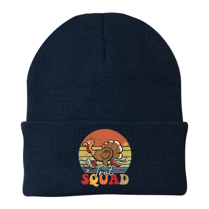 Trot Squad Turkey Autumn Fall Yall Thanksgiving Groovy Retro Funny Gift Knit Cap Winter Beanie