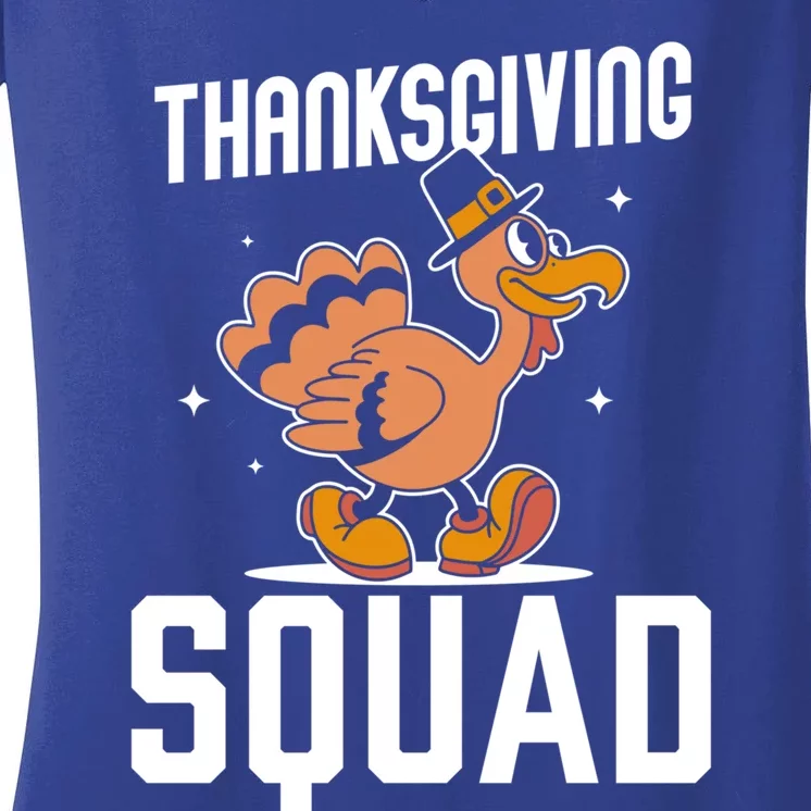 Thanksgiving Squad Turkeys Lover Cute Family Thanksgiving Funny Gift Women's V-Neck T-Shirt