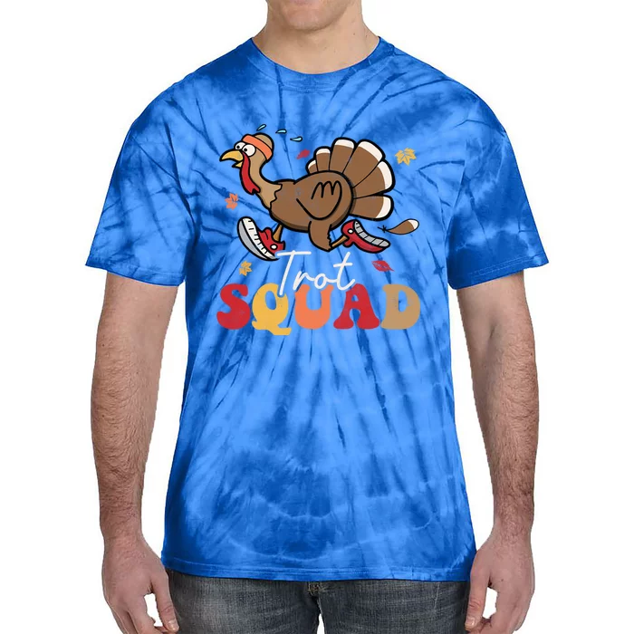 Trot Squad Turkey Autumn Fall Yall Thanksgiving Groovy Retro Gift Tie-Dye T-Shirt