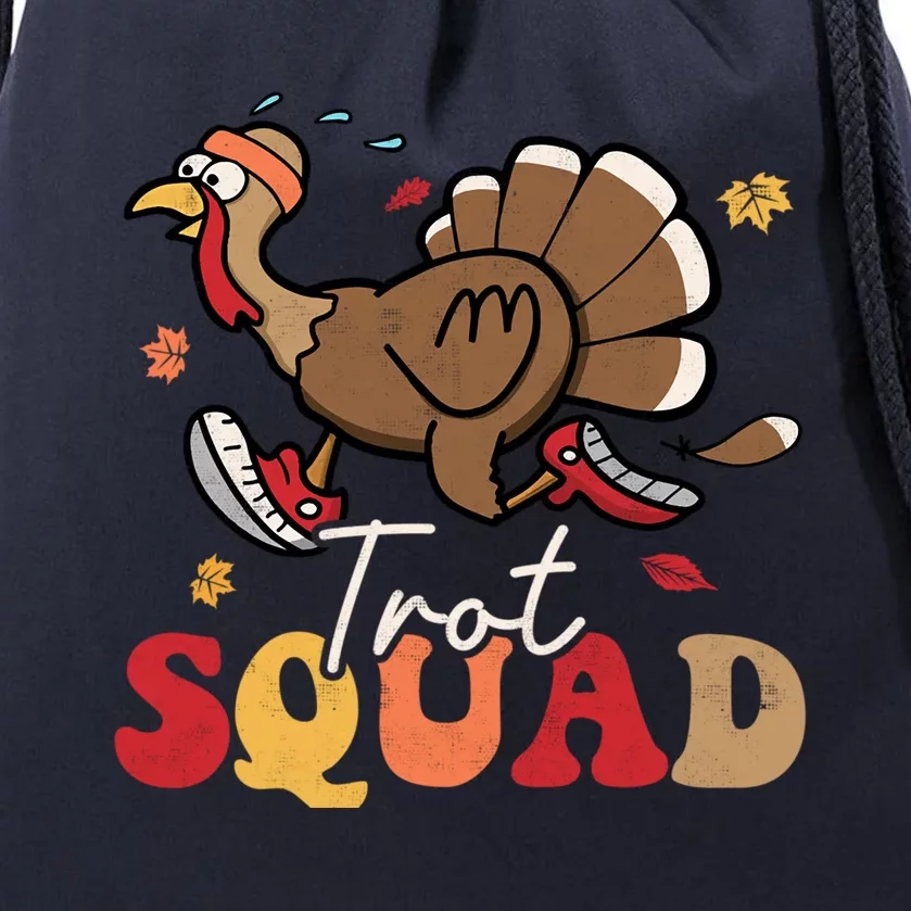 Trot Squad Turkey Autumn Fall Yall Thanksgiving Groovy Retro Gift Drawstring Bag