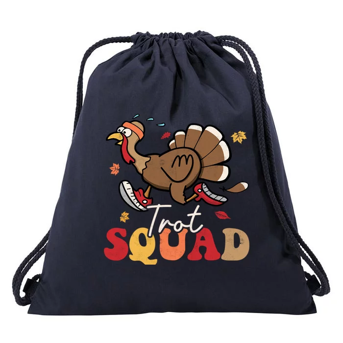 Trot Squad Turkey Autumn Fall Yall Thanksgiving Groovy Retro Gift Drawstring Bag