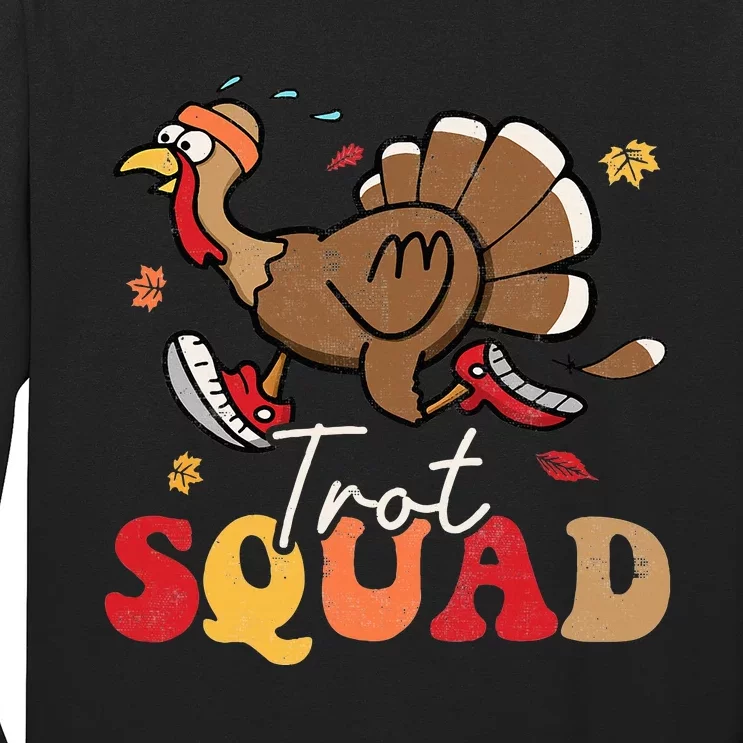 Trot Squad Turkey Autumn Fall Yall Thanksgiving Groovy Retro Long Sleeve Shirt