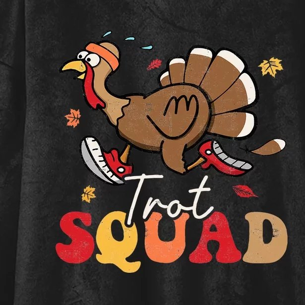 Trot Squad Turkey Autumn Fall Yall Thanksgiving Groovy Retro Hooded Wearable Blanket