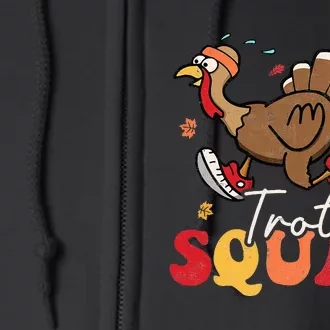 Trot Squad Turkey Autumn Fall Yall Thanksgiving Groovy Retro Full Zip Hoodie