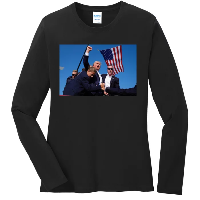 Trump Shot Trump Shooting Trump 2024 Ladies Long Sleeve Shirt