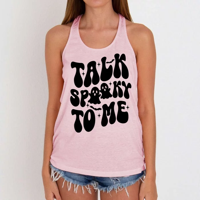 Take Spooky To Me Retro Groovy Halloween Women's Knotted Racerback Tank