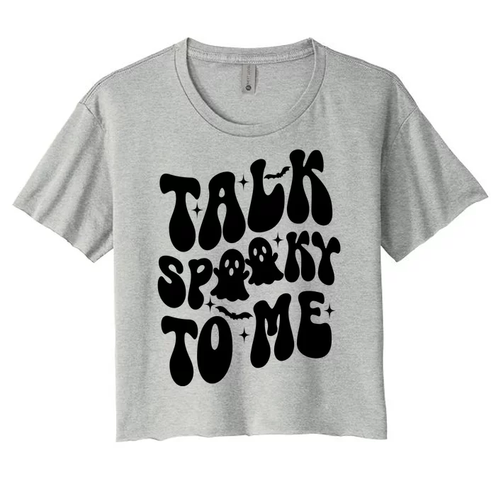 Take Spooky To Me Retro Groovy Halloween Women's Crop Top Tee