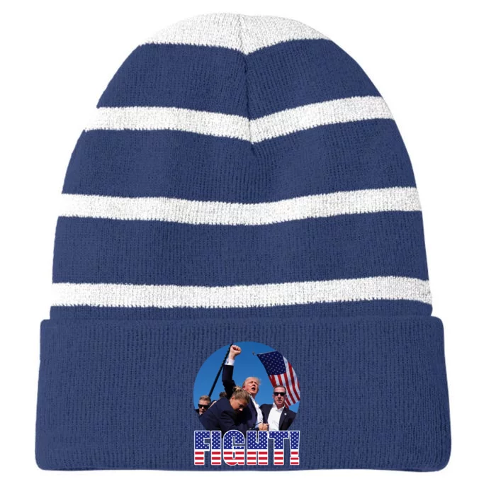 Trump Signals To Americans To Fight Striped Beanie with Solid Band