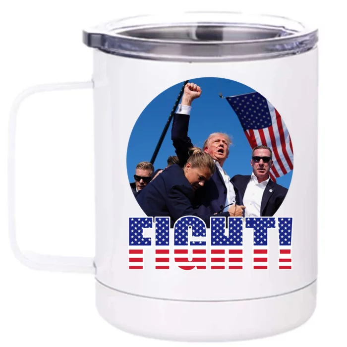 Trump Signals To Americans To Fight Front & Back 12oz Stainless Steel Tumbler Cup