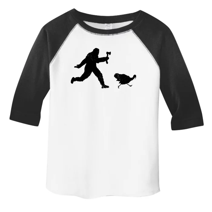 Thanksgiving Sasquatch Turkey Run Cute Gift Toddler Fine Jersey T-Shirt