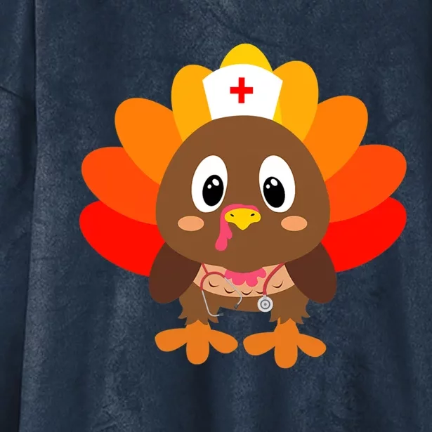 Thanksgiving Scrub Tops Cute Turkey Nurse Nursing Funny Gift Hooded Wearable Blanket