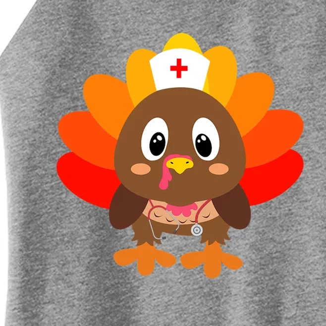 Thanksgiving Scrub Tops Cute Turkey Nurse Nursing Funny Gift Women’s Perfect Tri Rocker Tank