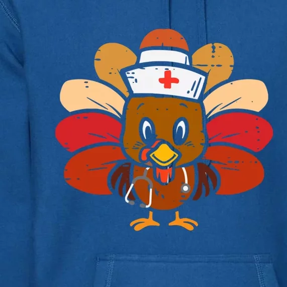 Thanksgiving Scrub Tops Girls Turkey Nurse Nursing Gift Premium Hoodie