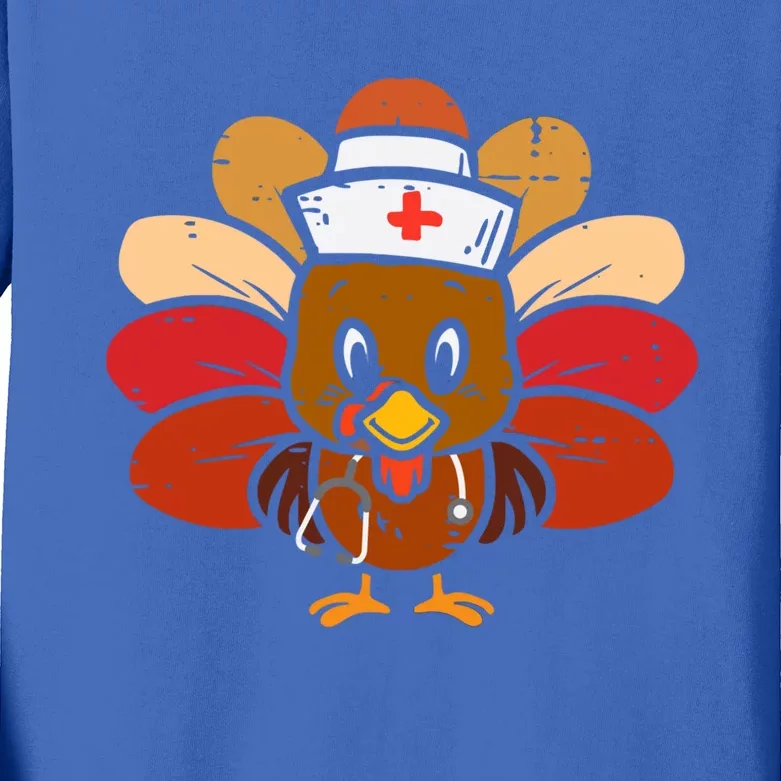 Thanksgiving Scrub Tops Girls Turkey Nurse Nursing Gift Kids Long Sleeve Shirt