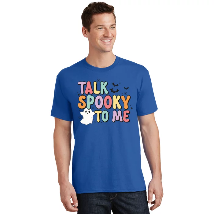 Talk Spooky To Me Groovy Halloween Retro Gift T-Shirt