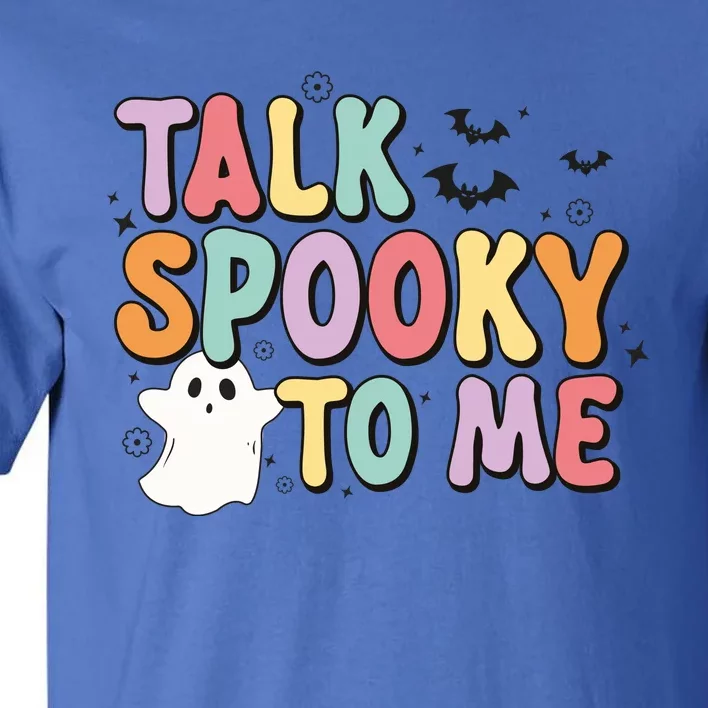 Talk Spooky To Me Groovy Halloween Retro Gift Tall T-Shirt