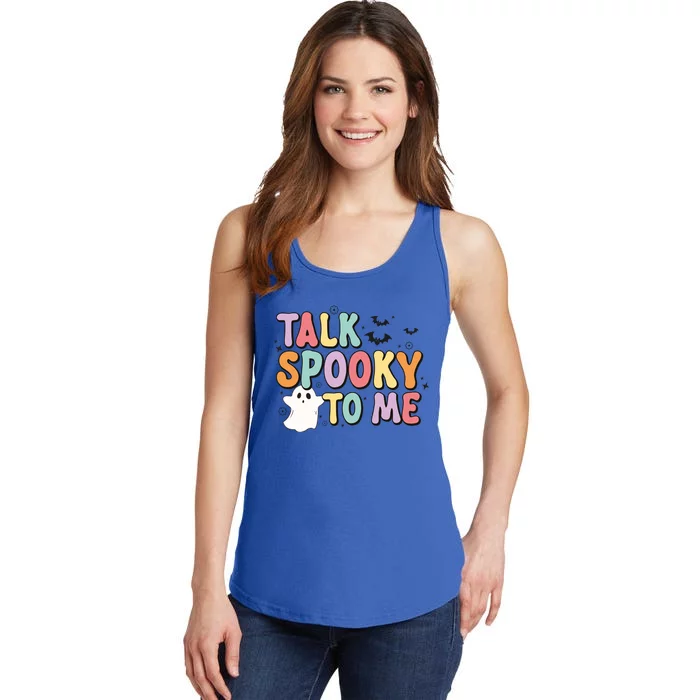 Talk Spooky To Me Groovy Halloween Retro Gift Ladies Essential Tank