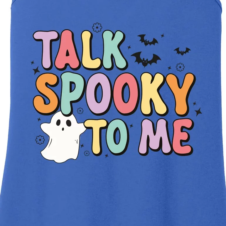 Talk Spooky To Me Groovy Halloween Retro Gift Ladies Essential Tank