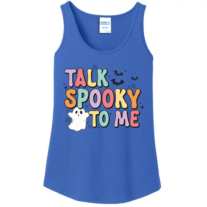 Talk Spooky To Me Groovy Halloween Retro Gift Ladies Essential Tank