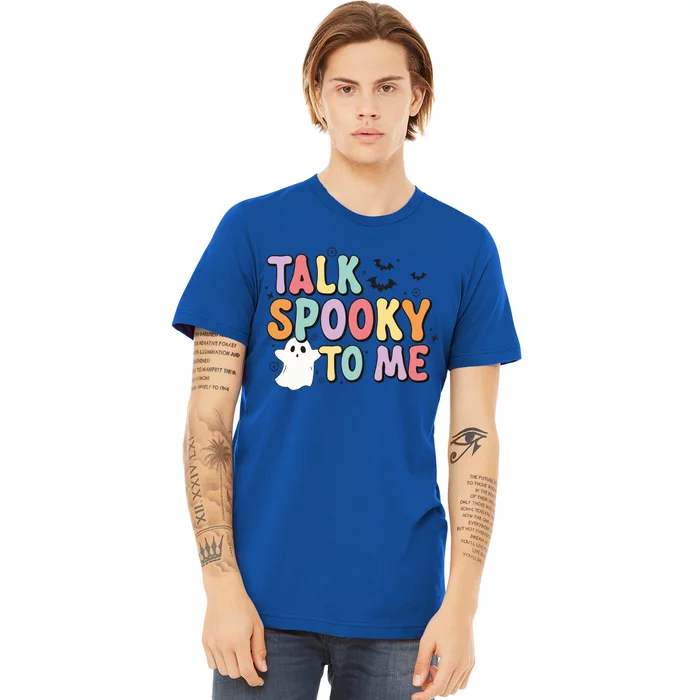 Talk Spooky To Me Groovy Halloween Retro Gift Premium T-Shirt