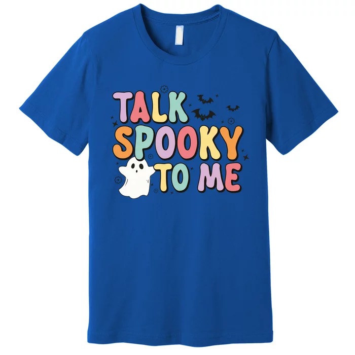 Talk Spooky To Me Groovy Halloween Retro Gift Premium T-Shirt