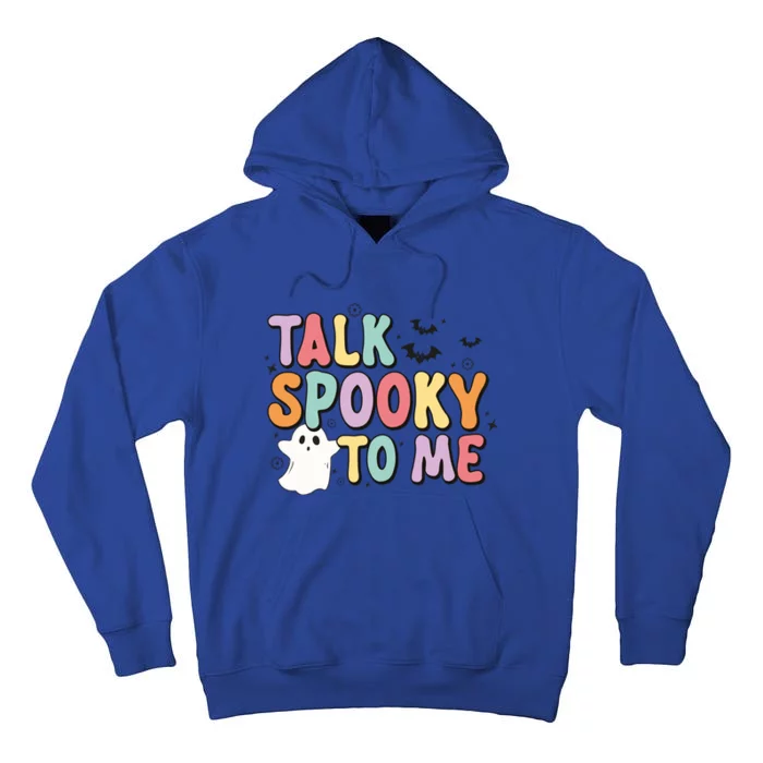 Talk Spooky To Me Groovy Halloween Retro Gift Tall Hoodie