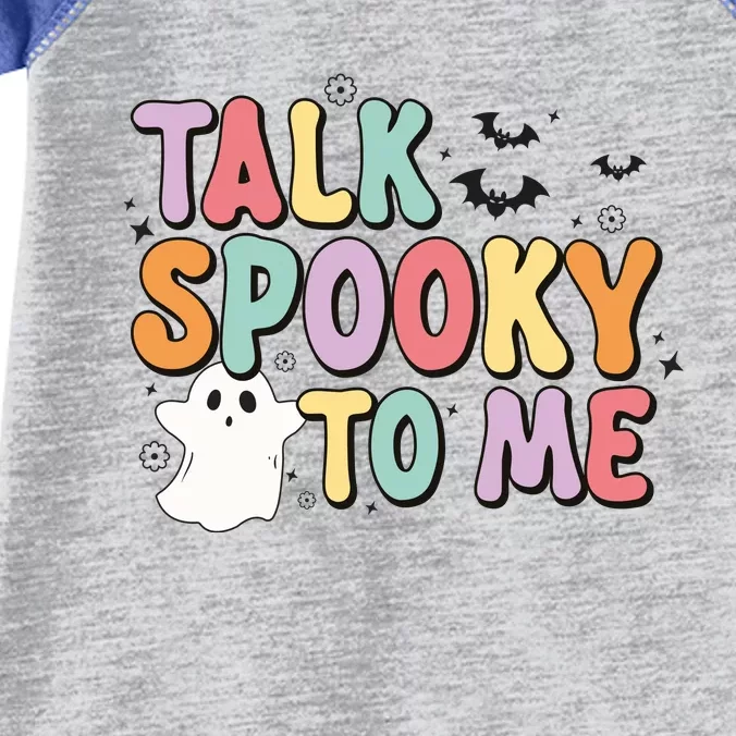 Talk Spooky To Me Groovy Halloween Retro Gift Infant Baby Jersey Bodysuit