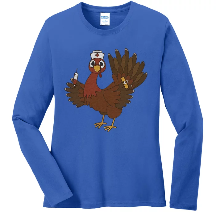 Thanksgiving Scrub Tops Turkey Nurse Holiday Nursing Gift Ladies Long Sleeve Shirt