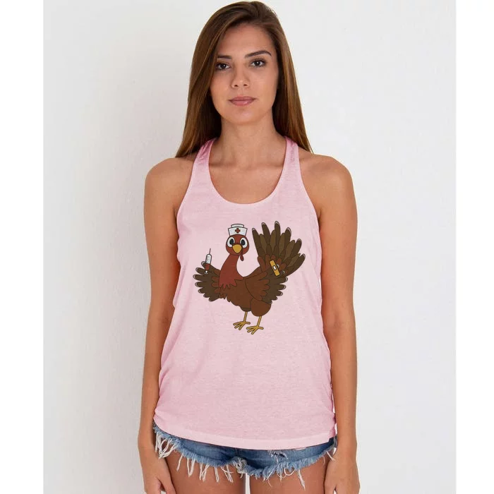 Thanksgiving Scrub Tops Turkey Nurse Holiday Nursing Gift Women's Knotted Racerback Tank