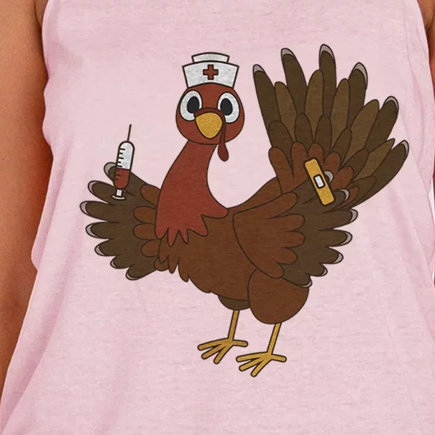 Thanksgiving Scrub Tops Turkey Nurse Holiday Nursing Gift Women's Knotted Racerback Tank