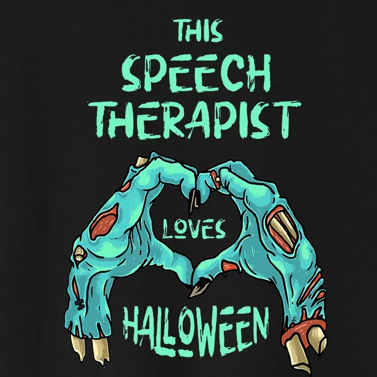 This Speech Therapist Loves Halloween Speech Therapy Zombie Women's Crop Top Tee