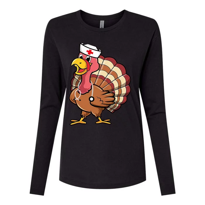 Thanksgiving Scrub Tops Turkey Nurse Holiday Nursing Funny Gift Womens Cotton Relaxed Long Sleeve T-Shirt