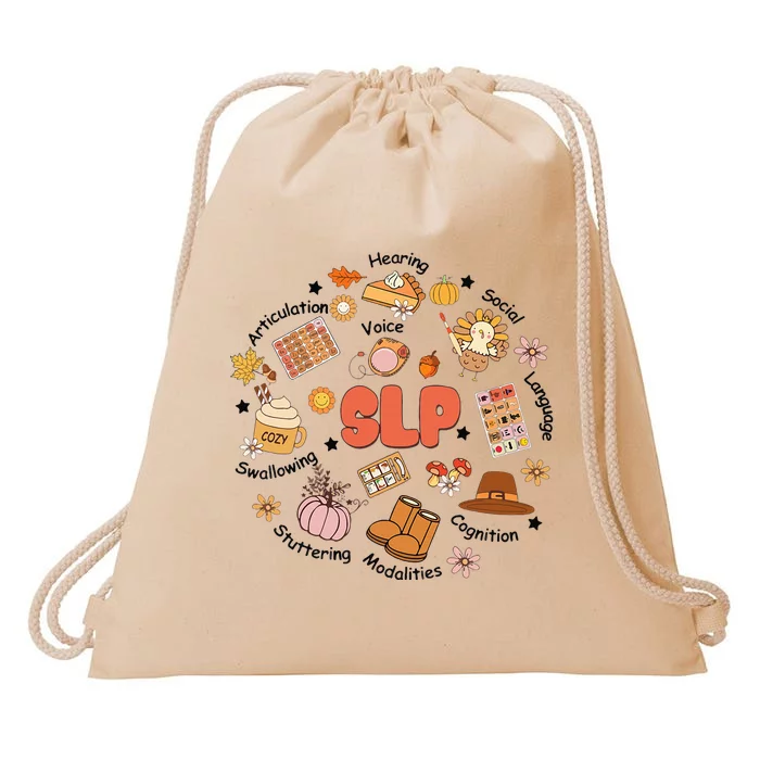 Thanksgiving Speech Therapy Fall Speech Language Pathologist Drawstring Bag