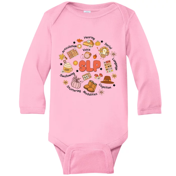 Thanksgiving Speech Therapy Fall Speech Language Pathologist Baby Long Sleeve Bodysuit