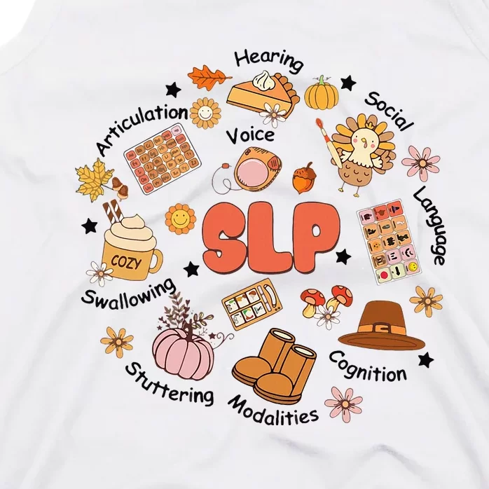 Thanksgiving Speech Therapy Fall Speech Language Pathologist Tank Top