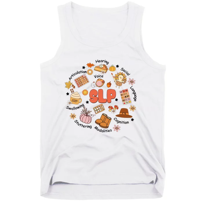 Thanksgiving Speech Therapy Fall Speech Language Pathologist Tank Top