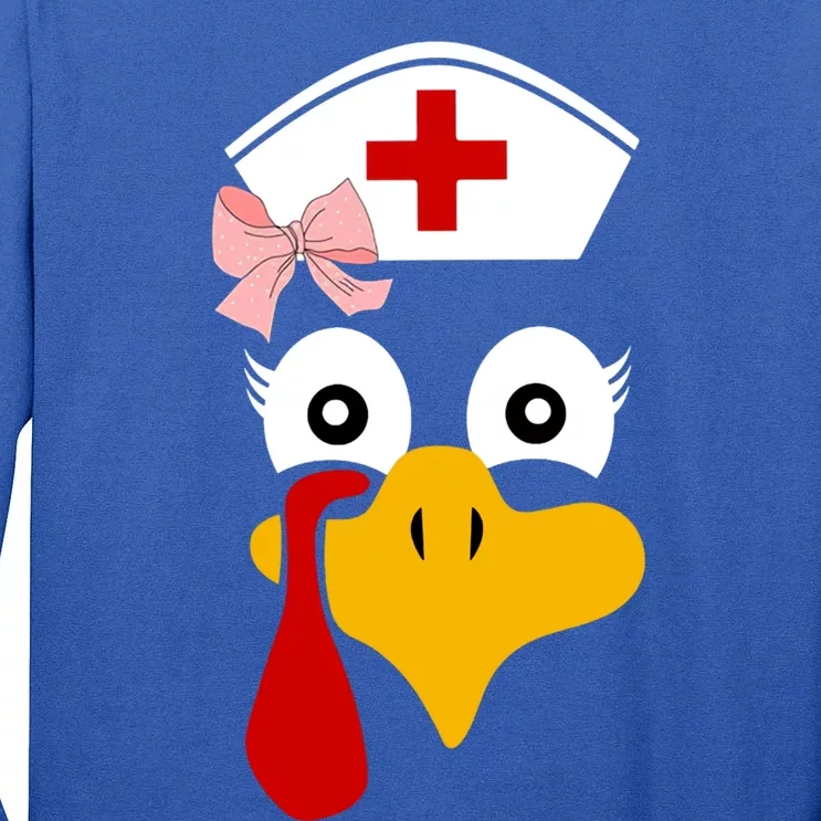 Thanksgiving Scrub Tops Turkey Nurse Nursing Cool Gift Tall Long Sleeve T-Shirt