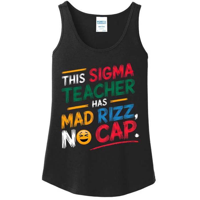 This Sigma Teacher Has Mad Rizz No Cap Funny Sigma Teacher Ladies Essential Tank